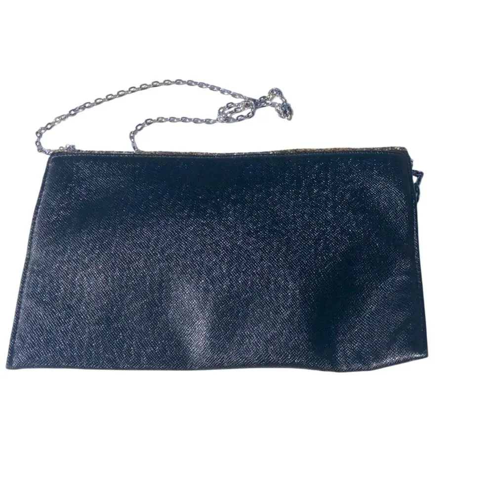 Black Sparkly Evening Bag With Chain Strap Wedding Prom Party